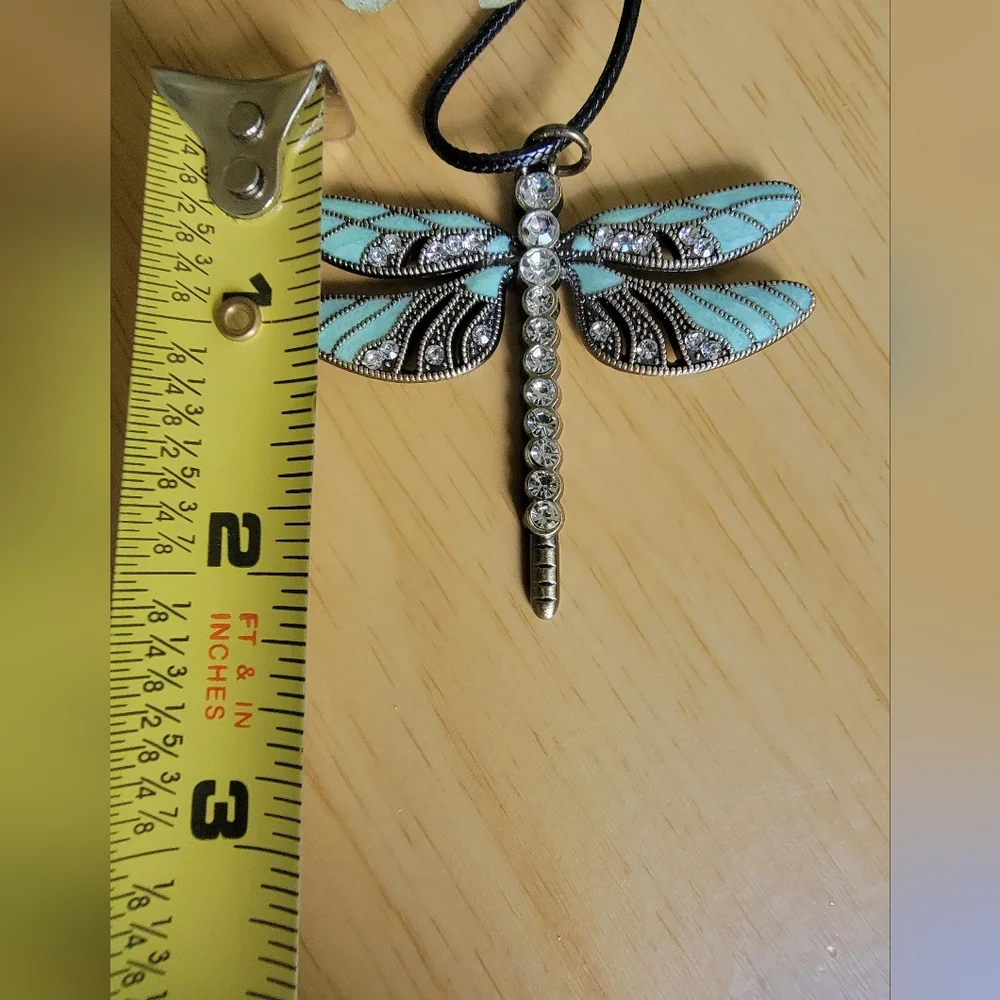 Dragonfly Pendant Necklace .